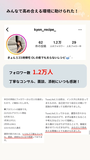 みんなで高め合える環境に助けられた！フォロワー数 1.2万人。丁寧なコンサル、面談、添削にいつも感謝！